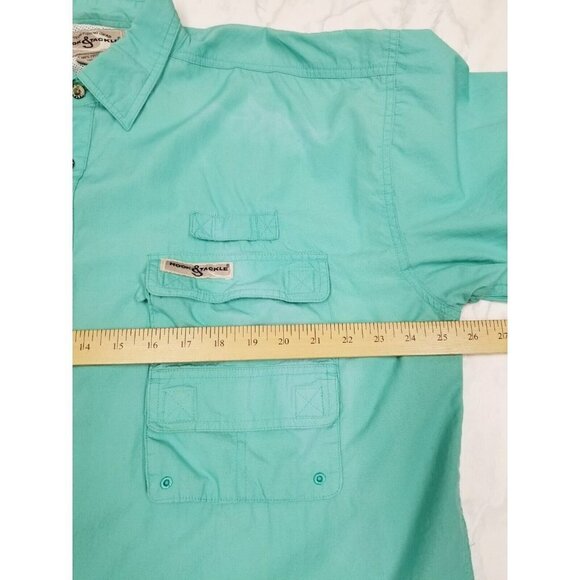 Hook and Tackle Mens fishing shirt XL Aqua Hi-Tech Fishing Shirt Vented-Pockets - Picture 11 of 16